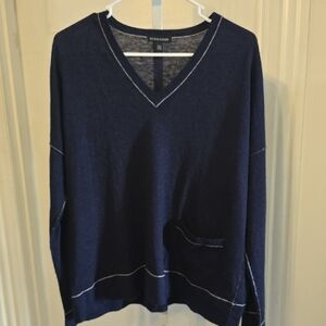 Eileen Fisher Navy Blue V-Neck Sweater